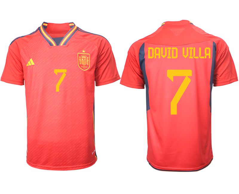 Men 2022 World Cup National Team Spain home aaa version red #7 Soccer Jersey->customized soccer jersey->Custom Jersey
